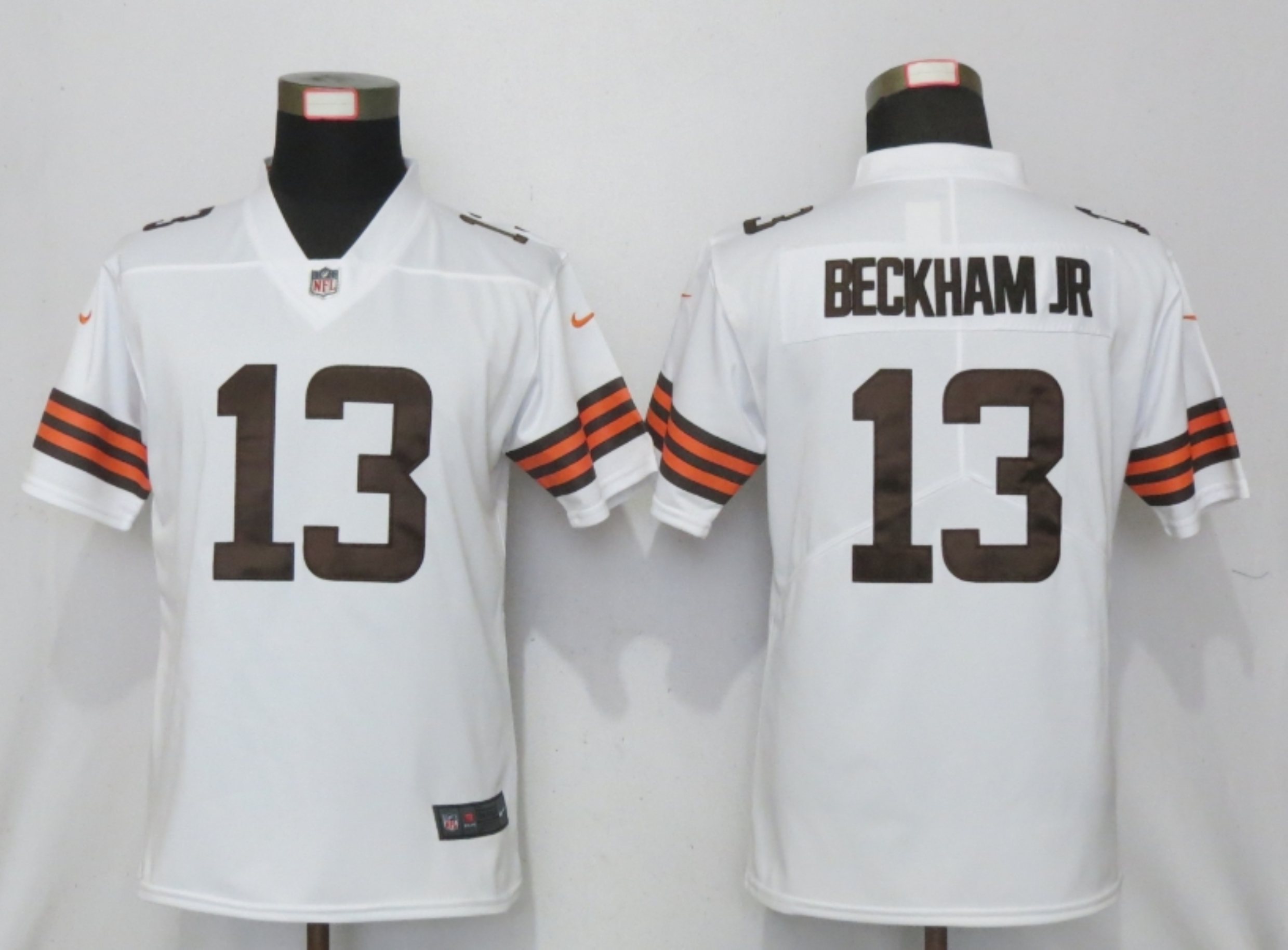 Women New Nike Cleveland Browns #13 Beckham jr White Vapor Elite Playe->women nfl jersey->Women Jersey